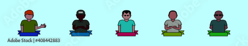 set of bouncer cartoon icon design template with various models. vector illustration isolated on blue background