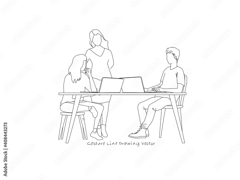 group conversation people. Gesture drawing line vector. group conversation people. Gesture drawing line vector.