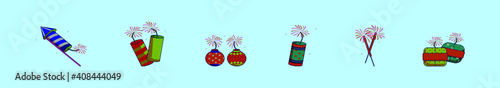 set of diwali crackers cartoon icon design template with various models. vector illustration isolated on blue background