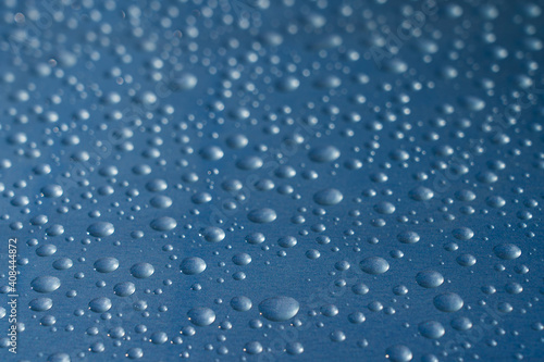 rain drops on blue steel defocused to edges