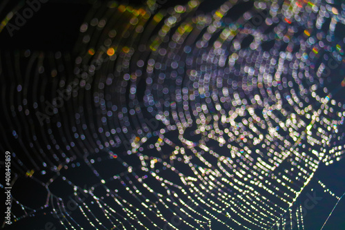 colorful rainbow blur and bokeh abstract and art of cobweb