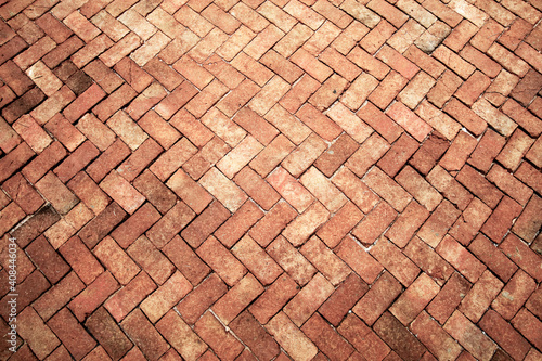 Ancient of light rose tone brick floor pavement stones luxury wall
