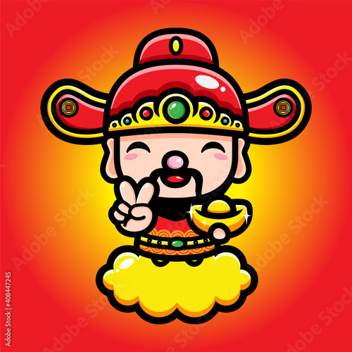 Chinese Wealth God Vector Illustration