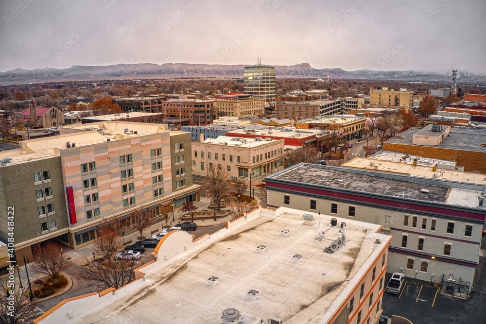 Obraz premium Aerial View of Grand Junction, Colorado in Winter