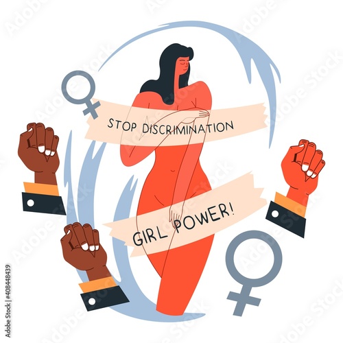 Stop discrimination girl power, feminism movement