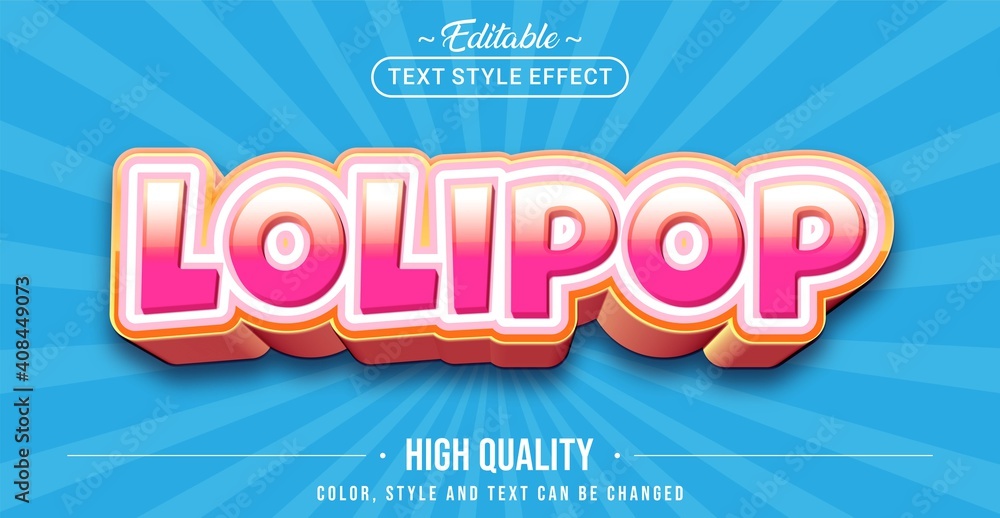Fototapeta Editable text style effect - Lolipop text style theme.