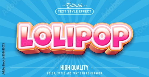 Fototapeta Editable text style effect - Lolipop text style theme.