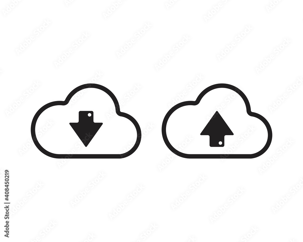 Cloud storage technology icon. Cloud storage sign with arrows up and down. Cloud computing vector icon. Cloud storage technology icon. Cloud storage sign with arrows up and down. Cloud computing vector icon.
