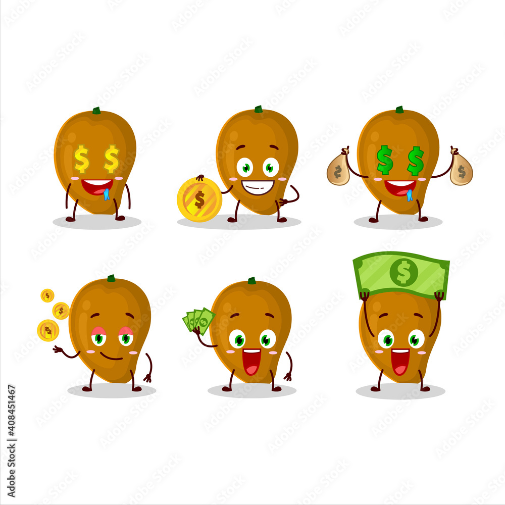 Zapote cartoon character with cute emoticon bring money