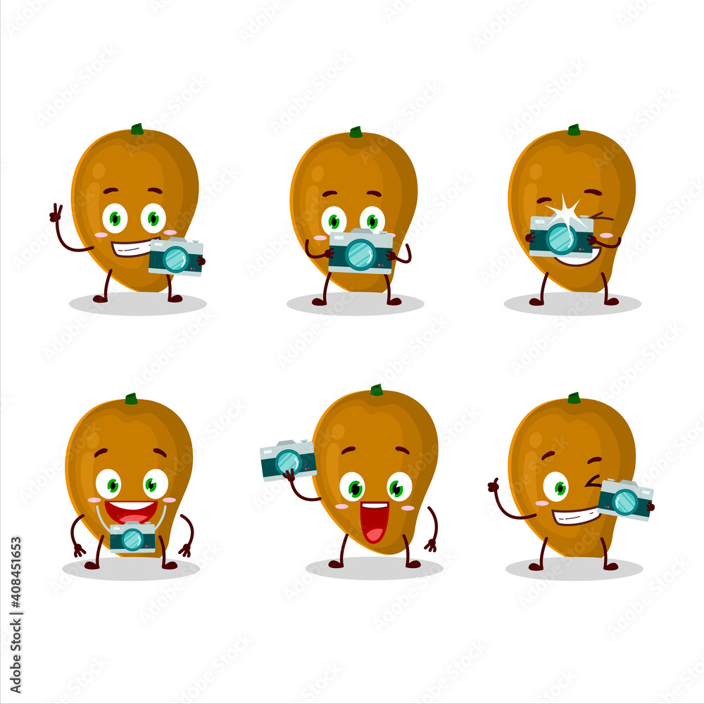Photographer profession emoticon with zapote cartoon character