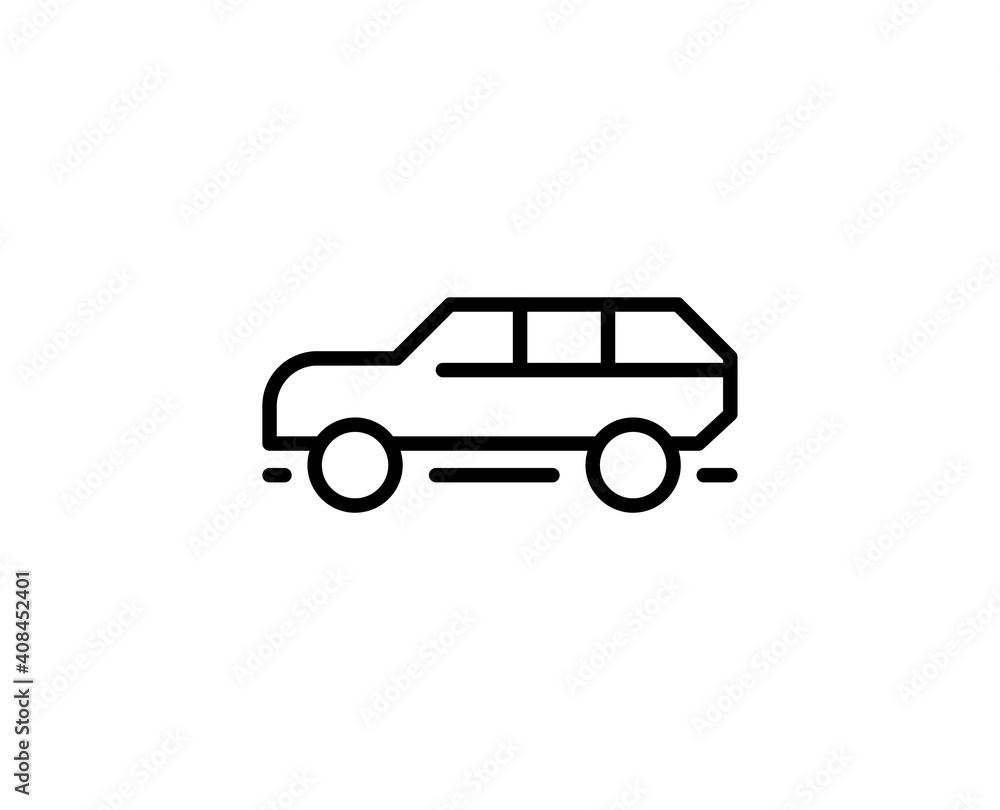 Car flat icon. Single high quality outline symbol for web design or mobile app.  Car thin line signs for design logo, visit card, etc. Outline pictogram EPS10