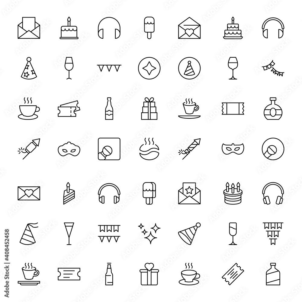 Fototapeta premium Holidays line icon set. Collection of vector symbol in trendy flat style on white background. Holidays sings for design.
