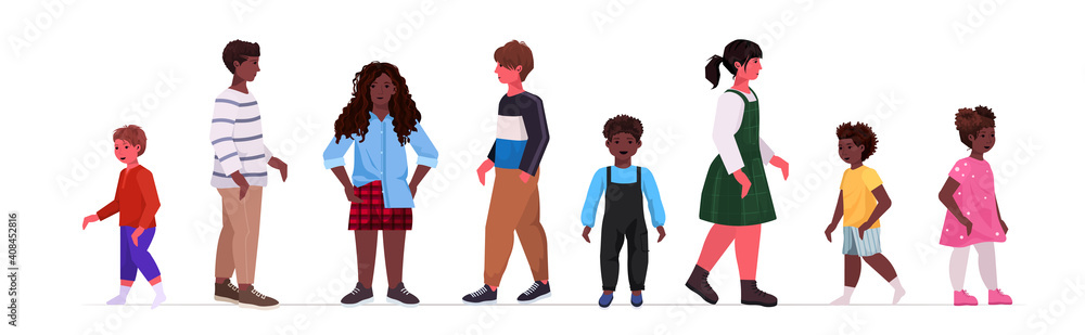 set mix race girls boys cute children collection female male cartoon characters full length horizontal vector illustration set mix race girls boys cute children collection female male cartoon characters full length horizontal vector illustration