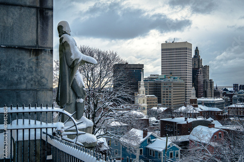 City skyline in winter