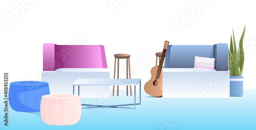 modern cabinet interior creative coworking center no people open space office room with furniture horizontal vector illustration