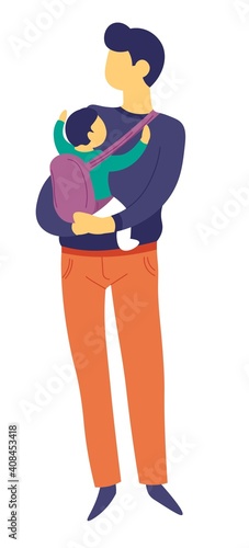 Family father sitting with baby son on lap isolated character vetcor