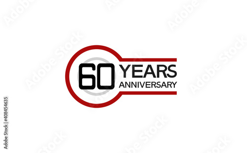 60 years anniversary with circle outline red color isolated on white background for company celebration, greeting card and invitation