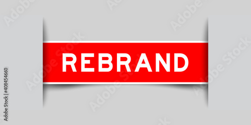 Label sticker red color in word rebrand that inserted in gray background