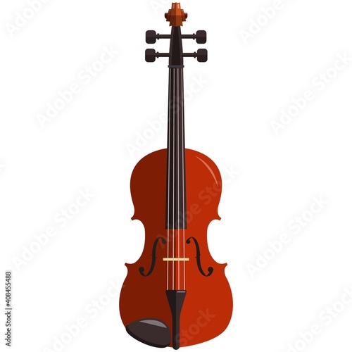 Violin, music icon, flat vector isolated illustration. String musical instrument.
