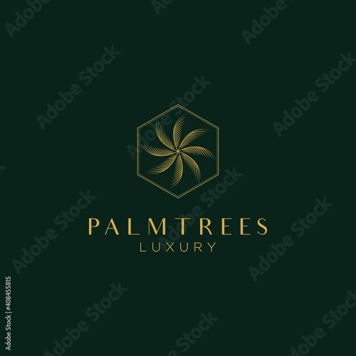 Palm trees logo design vector template