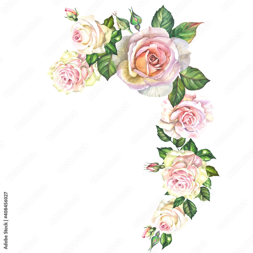 flowers illustration with watercolor roses flowers illustration with watercolor roses