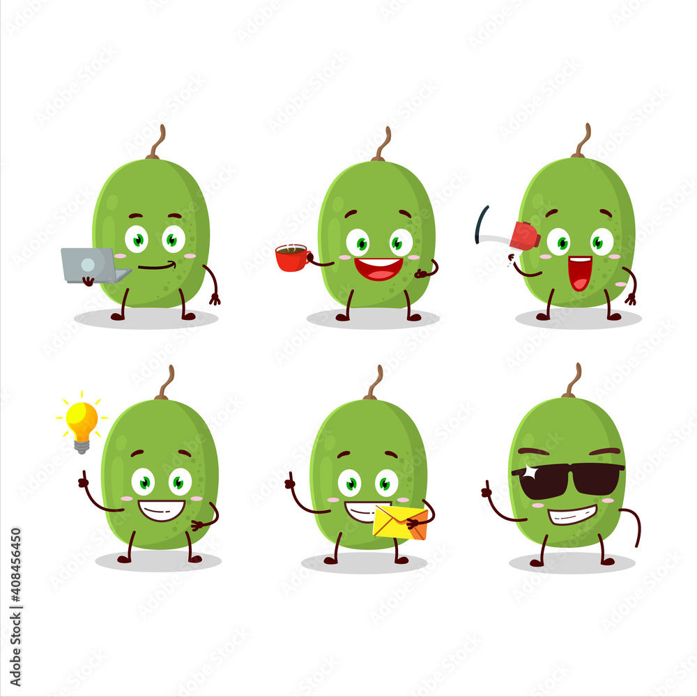 Obraz premium Ambarella cartoon character with various types of business emoticons