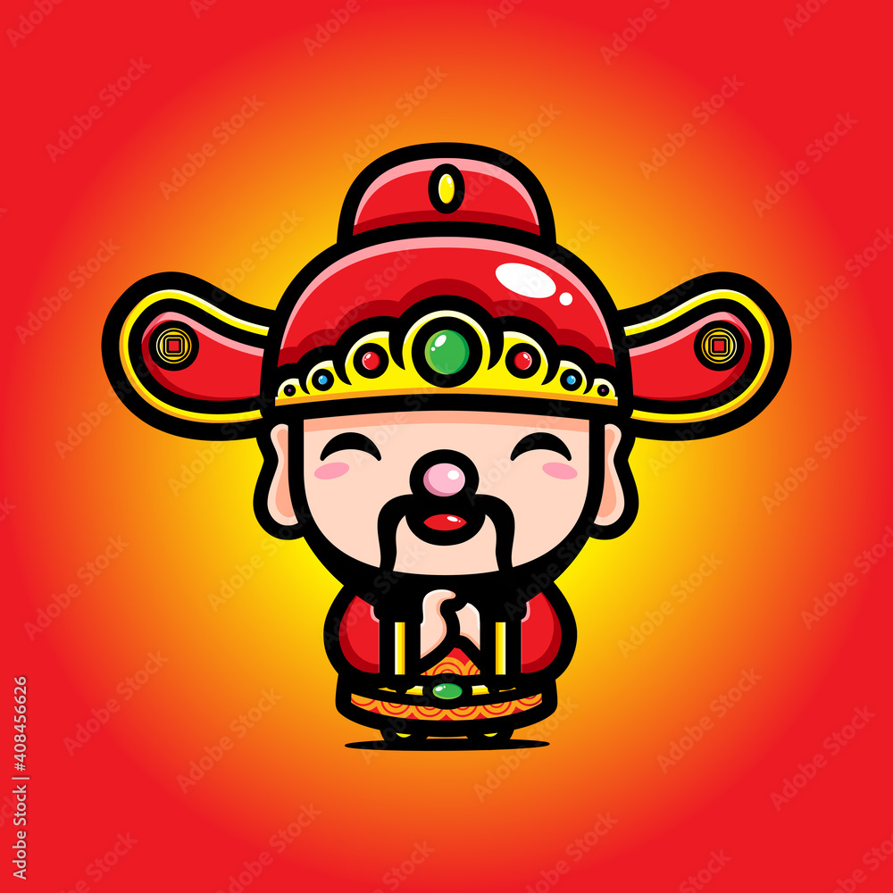 the cute god of wealth / cai shen cartoon character the cute god of wealth / cai shen cartoon character