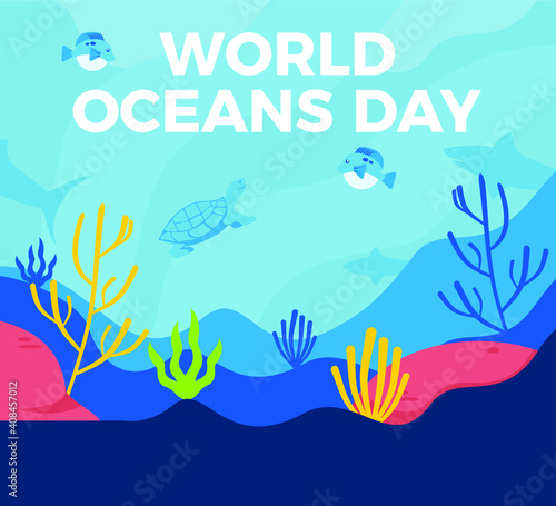 World Ocean Day background in flat design