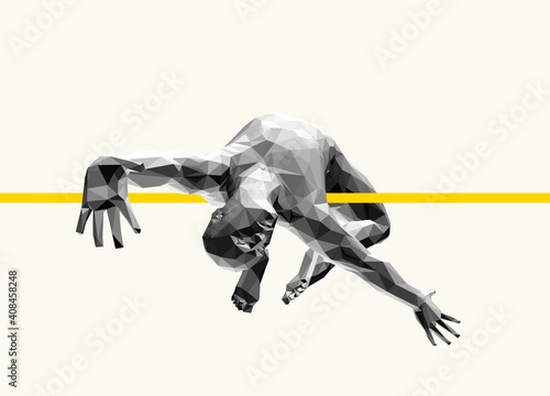 Jumping man. 3D human body model. Gymnastics activities for icon health and business. Vector illustration.