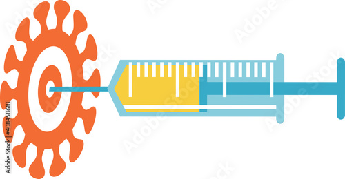 A syringe with product planted in a target in the form of covid-19 or influenza virus