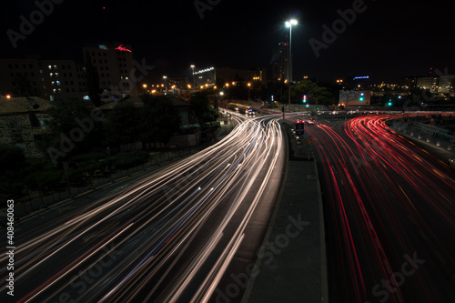 13-06-2019. jerusalem-israel. Long night exposure of the entrance road to the city of Jerusalem, top view