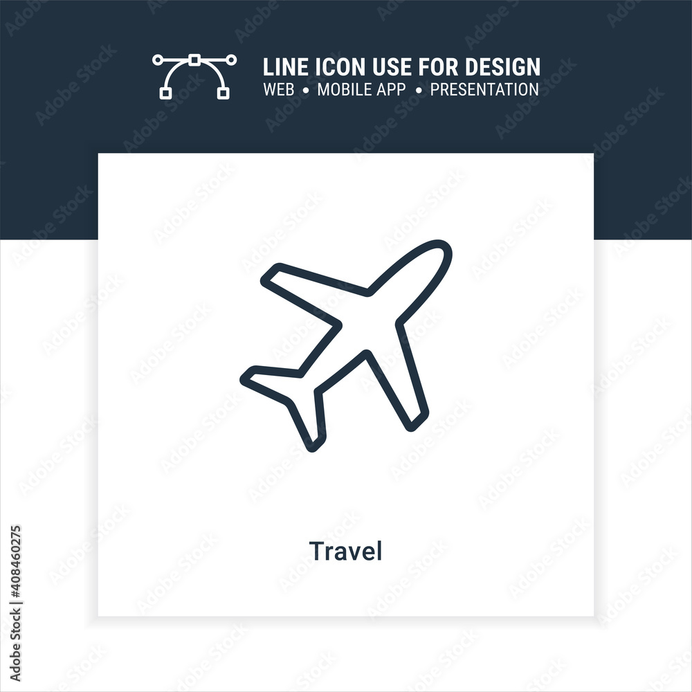 Fototapeta premium airplane travel single icon graphic design element vector illustration for business presentation, info-graphic, web and mobile application, app user interface