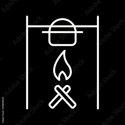Unique Camp Fire Line Vector Icon