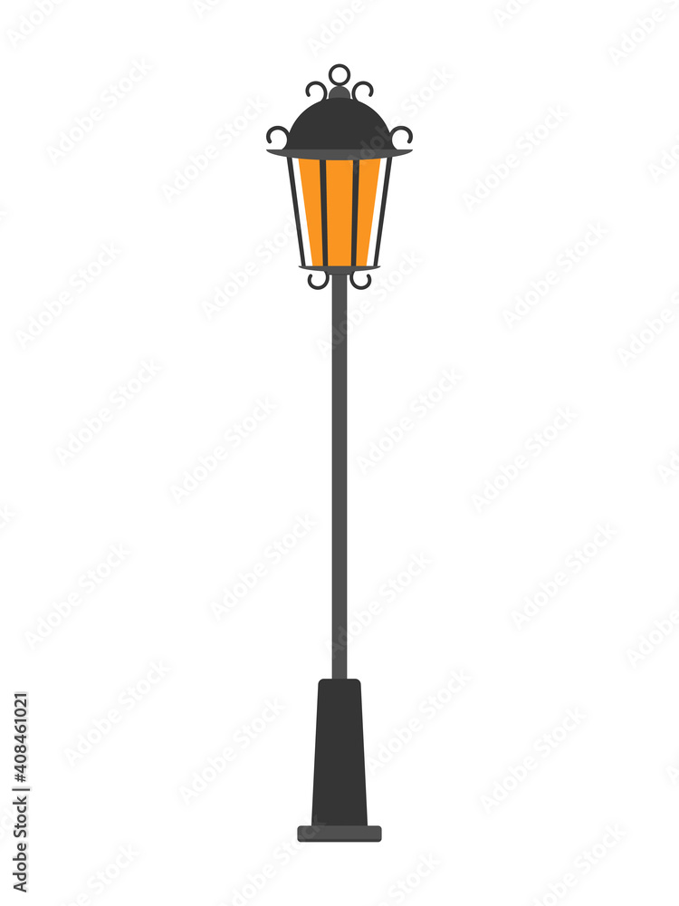 Street lamp post in flat style isolated on white background. Vector illustration. Street lamp post in flat style isolated on white background. Vector illustration.