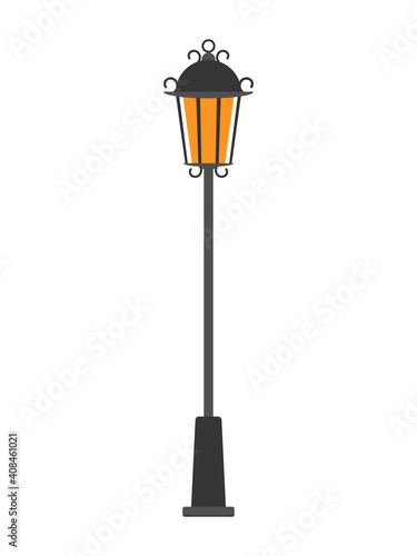 Street lamp post in flat style isolated on white background. Vector illustration.
