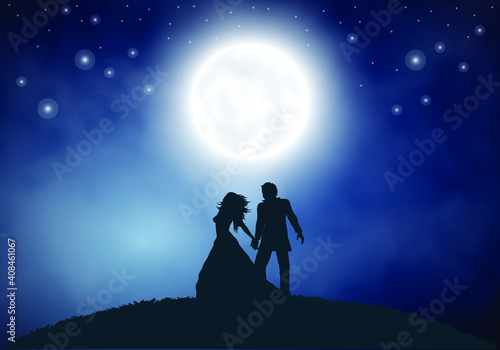 Romantic Moon Dancing background
