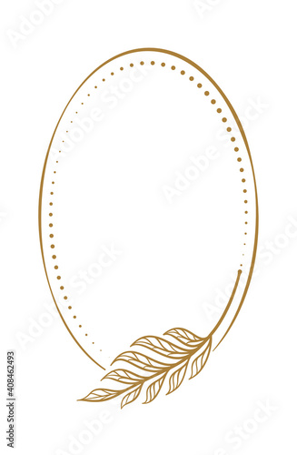 Vector vertical oval dotted frame with floral decoration
