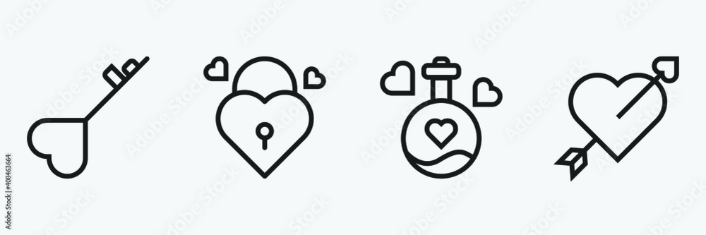 Editable Set Of Valentine Icon Line Art Icon Using For Presentation, Website And Application Editable Set Of Valentine Icon Line Art Icon Using For Presentation, Website And Application