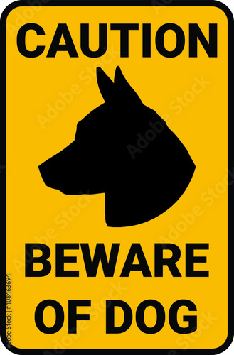 Beware of dog sign on a white background, vector illustration