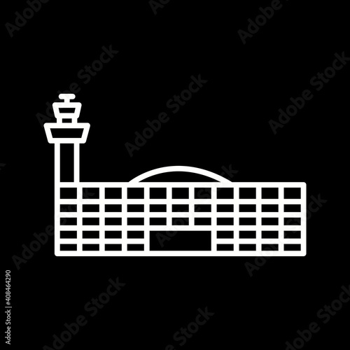Unique Airport Building Line Vector Icon