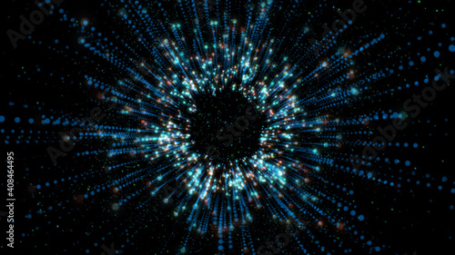 Blue digital line explosion science and technology background