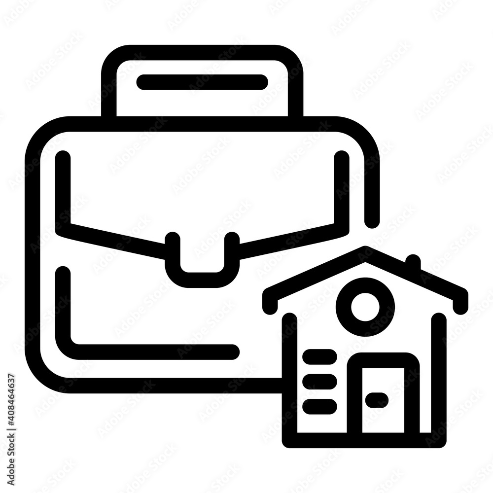 Briefcase house icon. Outline briefcase house vector icon for web design isolated on white background Briefcase house icon. Outline briefcase house vector icon for web design isolated on white background