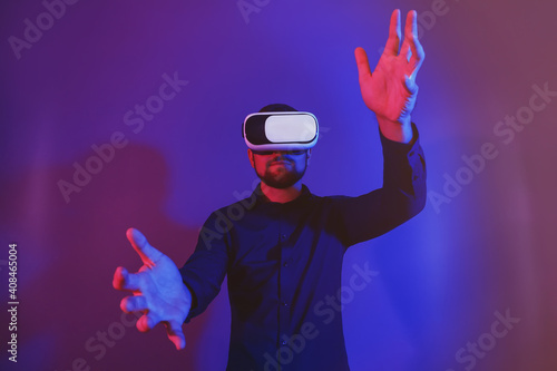 Young man with virtual real...