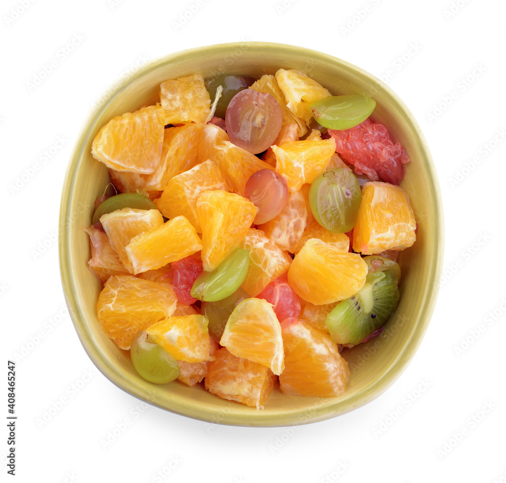 Bowl with fruit salad on white background Bowl with fruit salad on white background