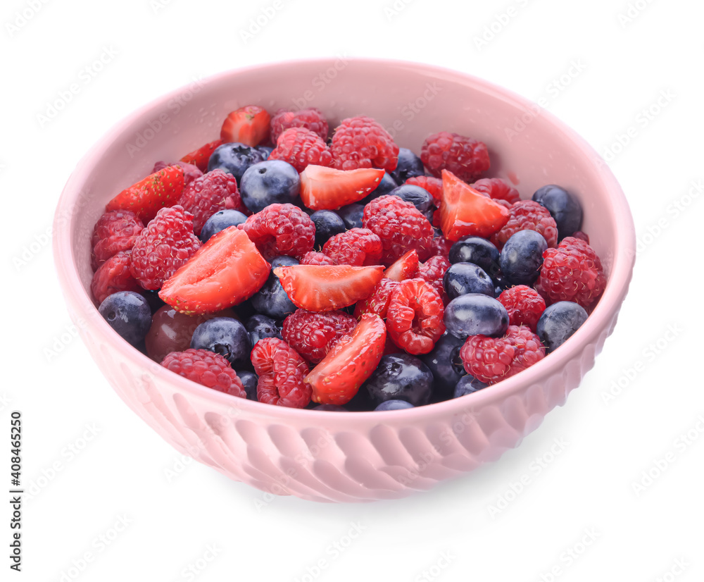 Bowl with fruit salad on white background Bowl with fruit salad on white background