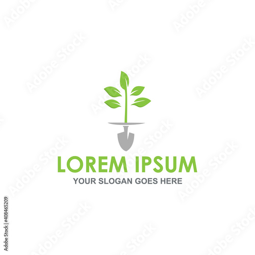 shovel leaf logo vector image