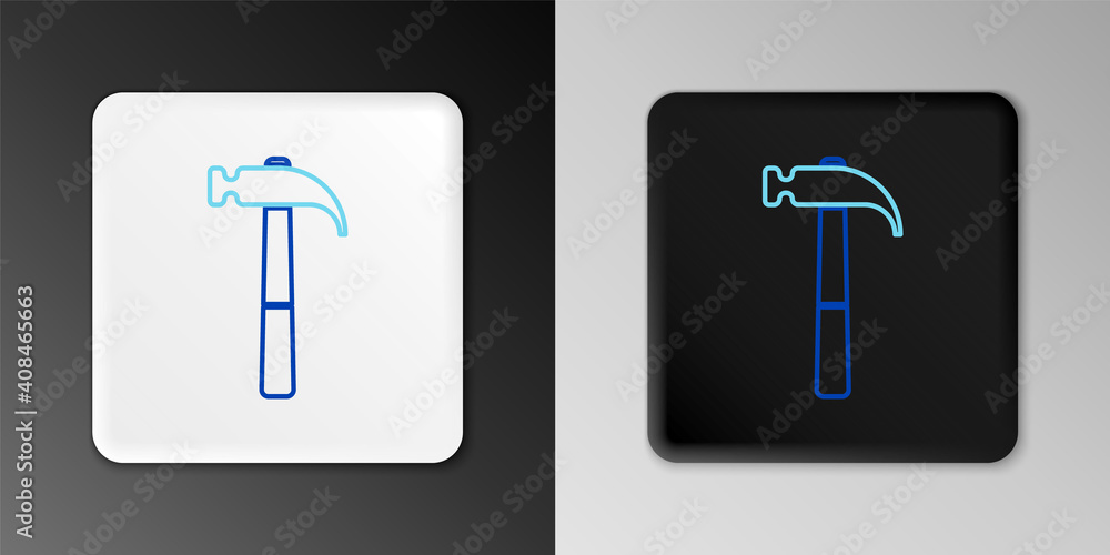 Line Hammer icon isolated on grey background. Tool for repair. Colorful outline concept. Vector.