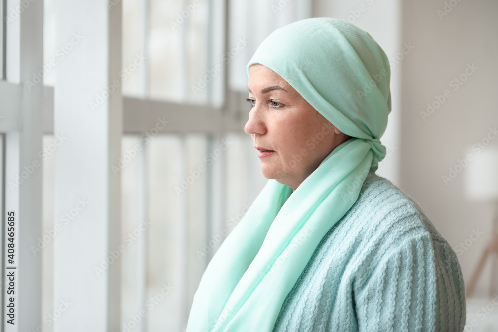 Mature woman after chemotherapy at home Mature woman after chemotherapy at home