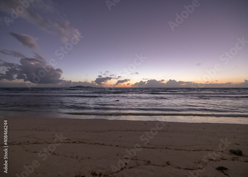 Sunset view of the Indian Ocean from Pointe Ste Marie on Praslin Island in the Seychelles 
