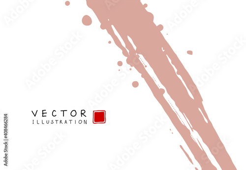 Abstract ink background. Chinese calligraphy art style, brown paint stroke texture on white paper.